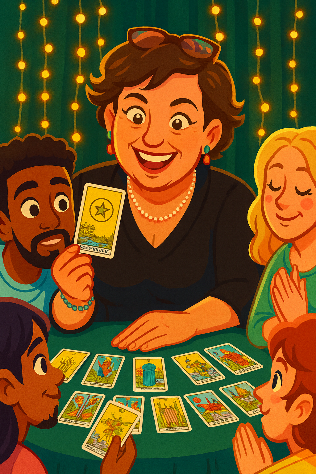 Mesa de tarot en un evento ceremonial